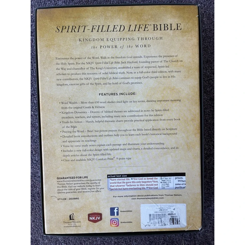 NKJV Spirit-Filled Life Bible Jack Hayford 3rd Ed Leathersoft Burgundy Indexed